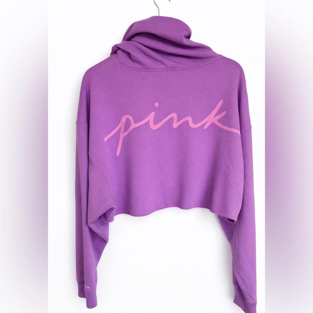 Victoria’s Secret PINK Chloe x Halle Collab Cropped Hoodie Purple Size M - Picture 3 of 5
